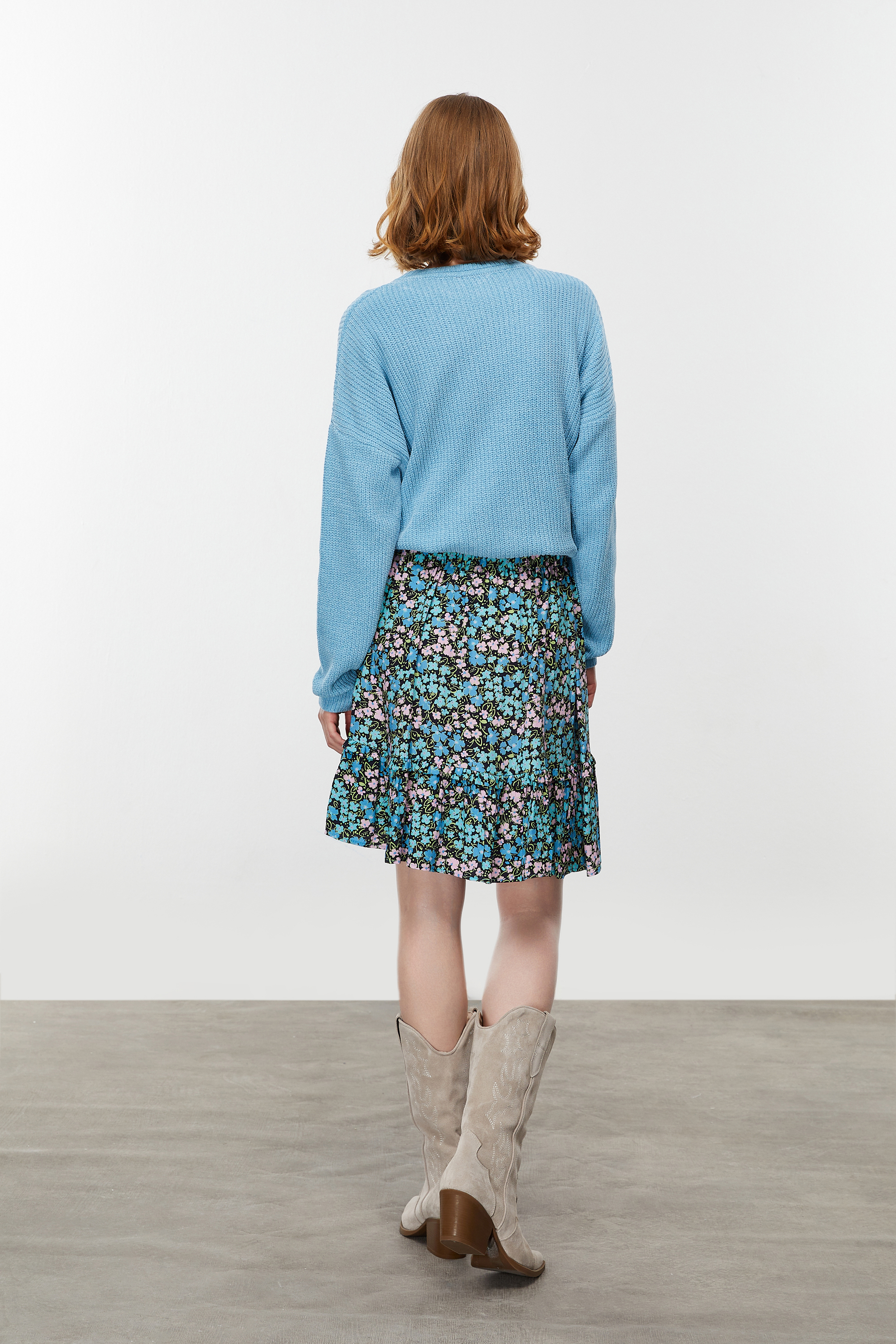 ÇİÇEK DESENLİ MİNİ KLOŞ ETEK