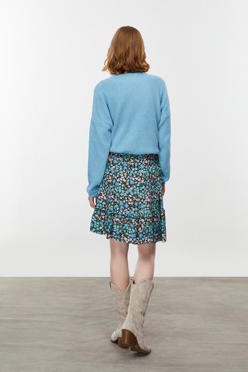  ÇİÇEK DESENLİ MİNİ KLOŞ ETEK