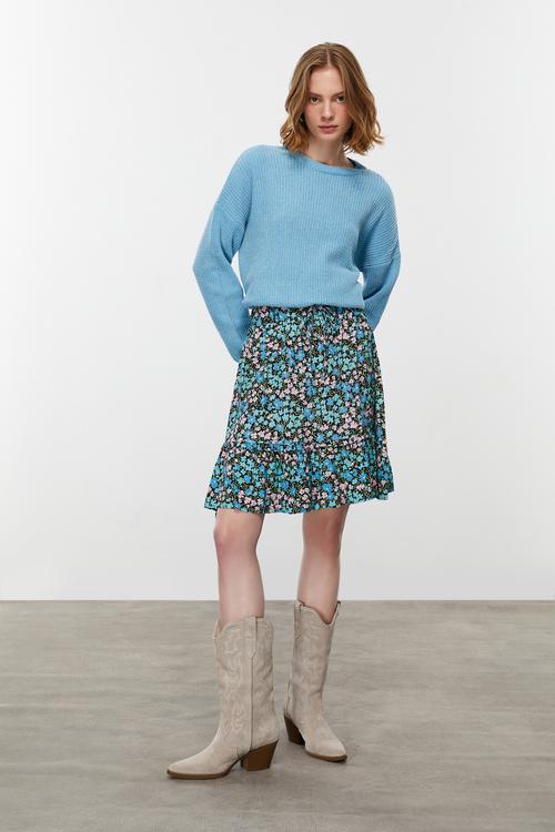  ÇİÇEK DESENLİ MİNİ KLOŞ ETEK