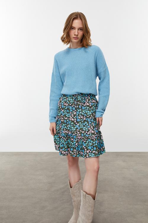  ÇİÇEK DESENLİ MİNİ KLOŞ ETEK