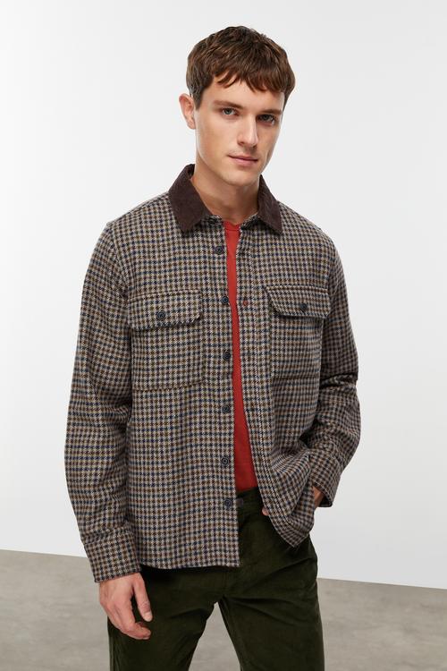  YÜN KARIŞIMLI KADİFE YAKALI CEKET