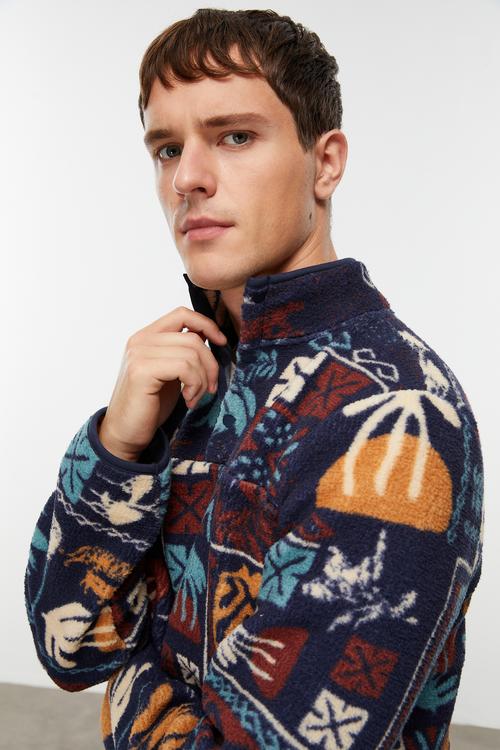  DESENLİ DİK YAKA POLAR SWEATSHIRT