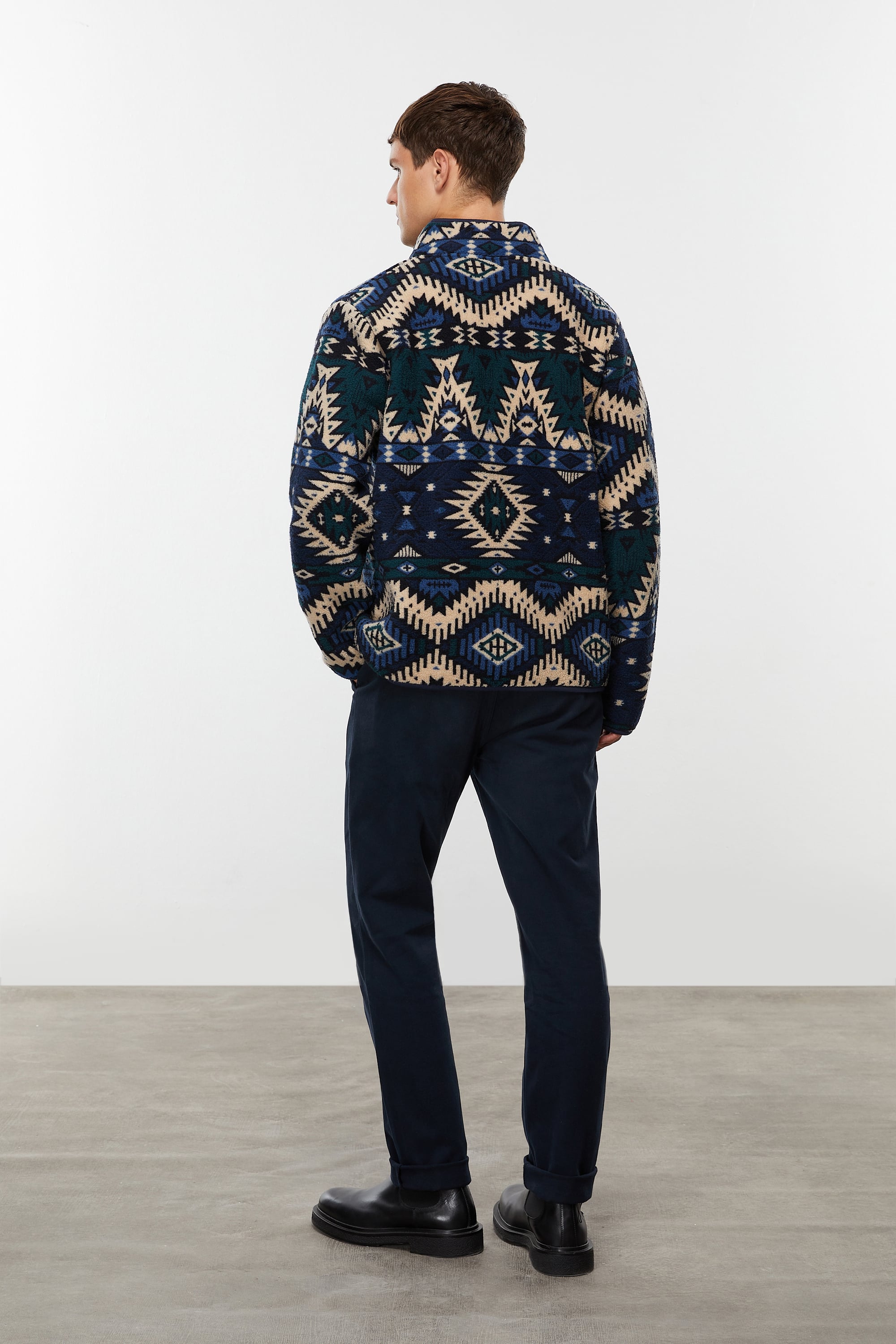 ETNİK DESENLİ POLAR SHERPA CEKET