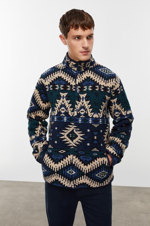  ETNİK DESENLİ POLAR SHERPA CEKET