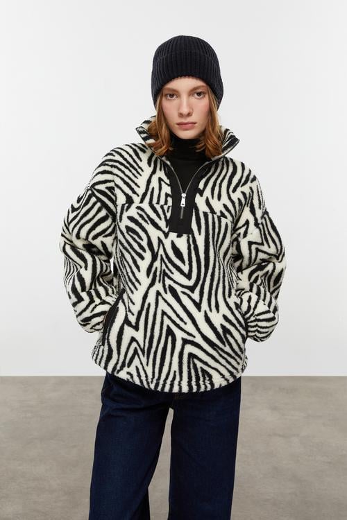  ZEBRA DESENLİ PELÜŞ SWEATSHIRT