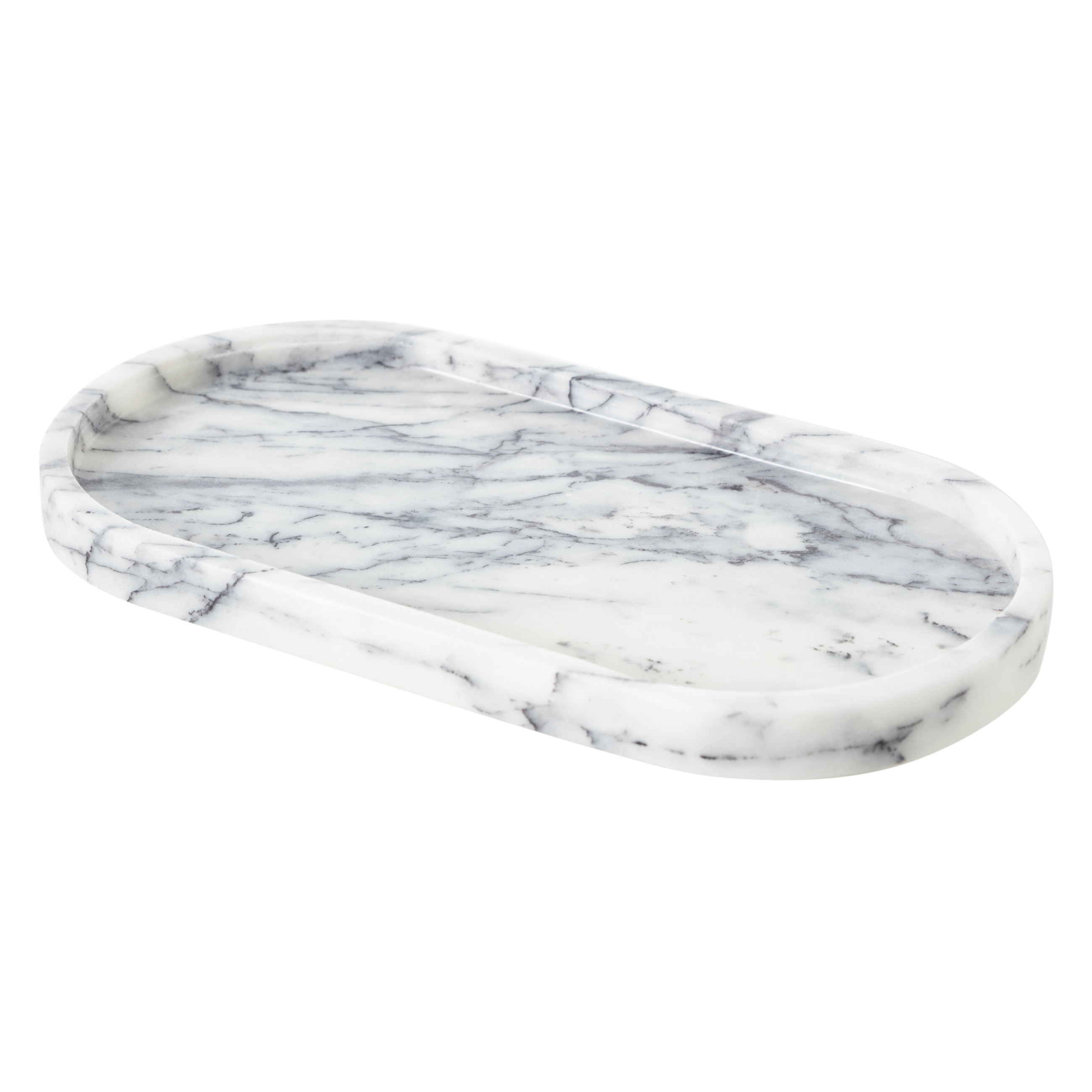 MARBLE SİYAH BEYAZ KAHVE ELIPS BANYO TEPSİSİ