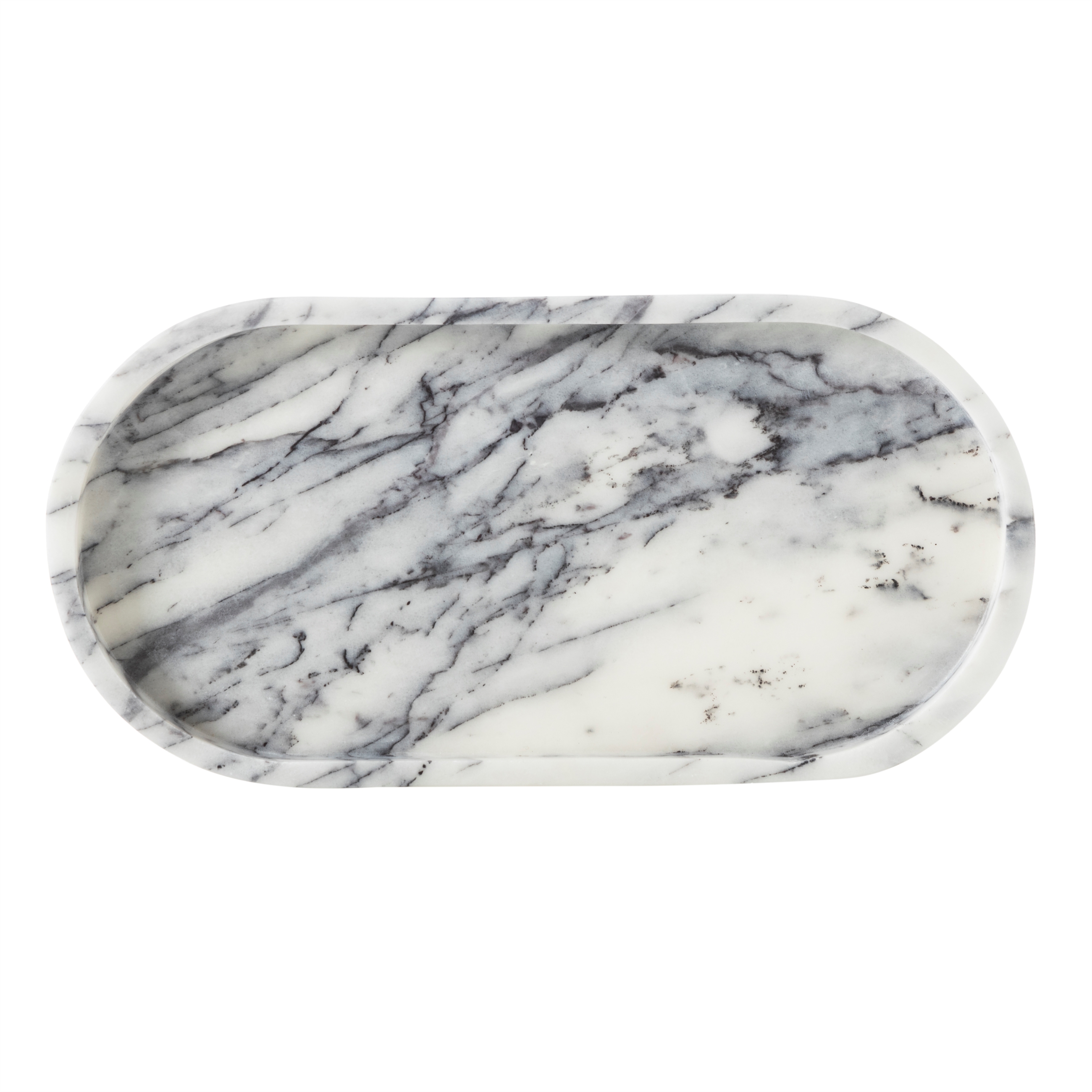 MARBLE SİYAH BEYAZ KAHVE ELIPS BANYO TEPSİSİ
