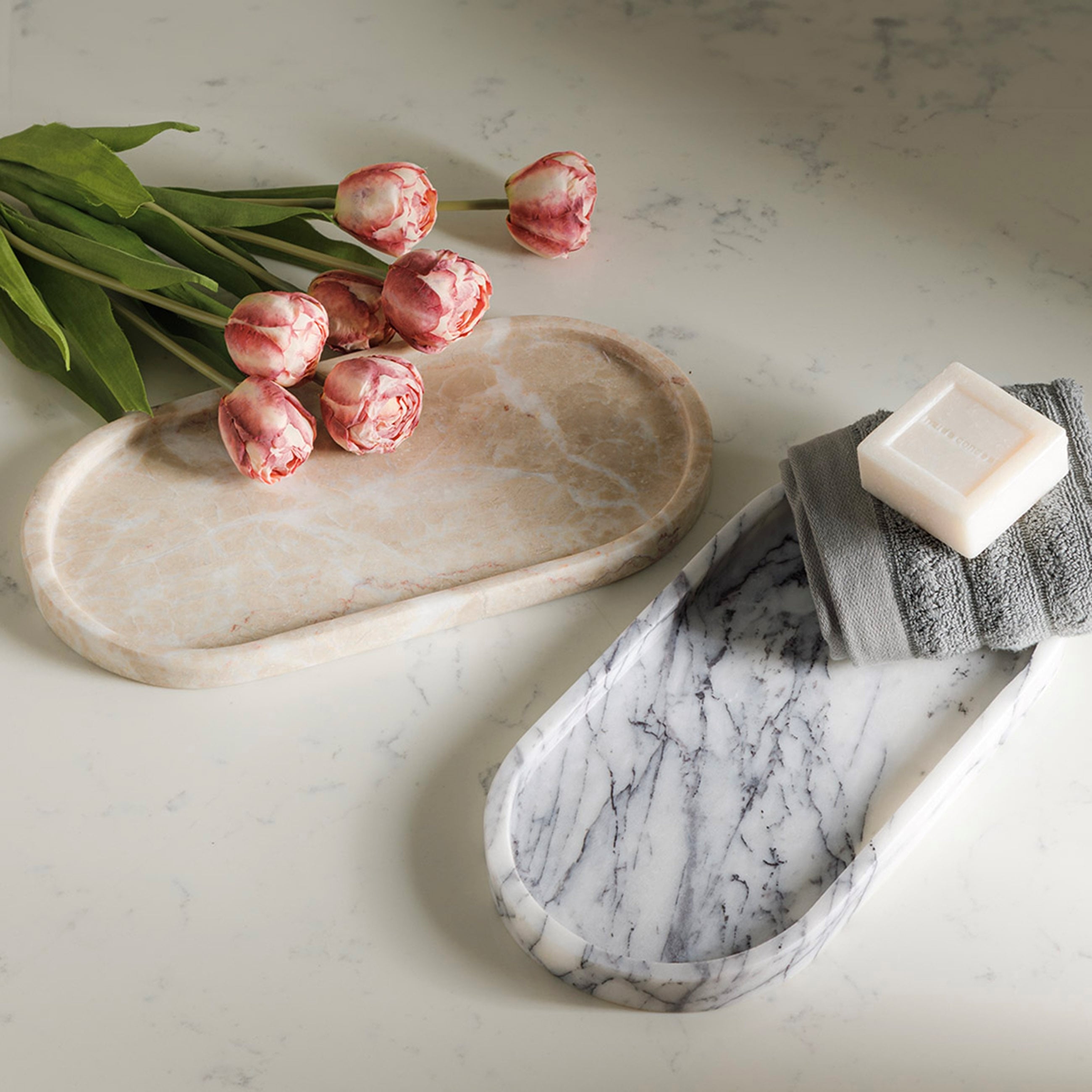 MARBLE BEJ ELIPS BANYO TEPSİSİ