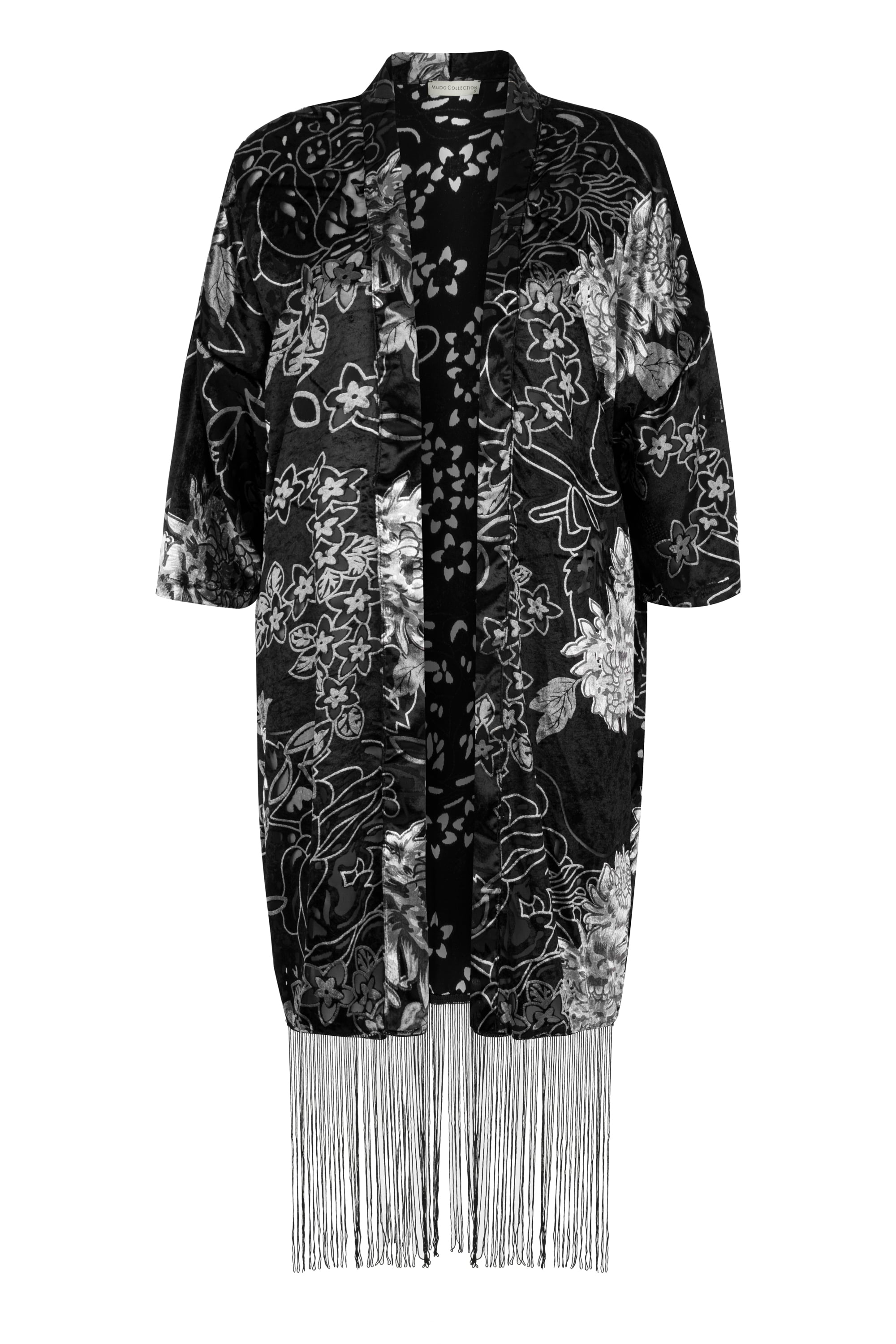 PÜSKÜL DETAYLI KADİFE DOKULU KAFTAN