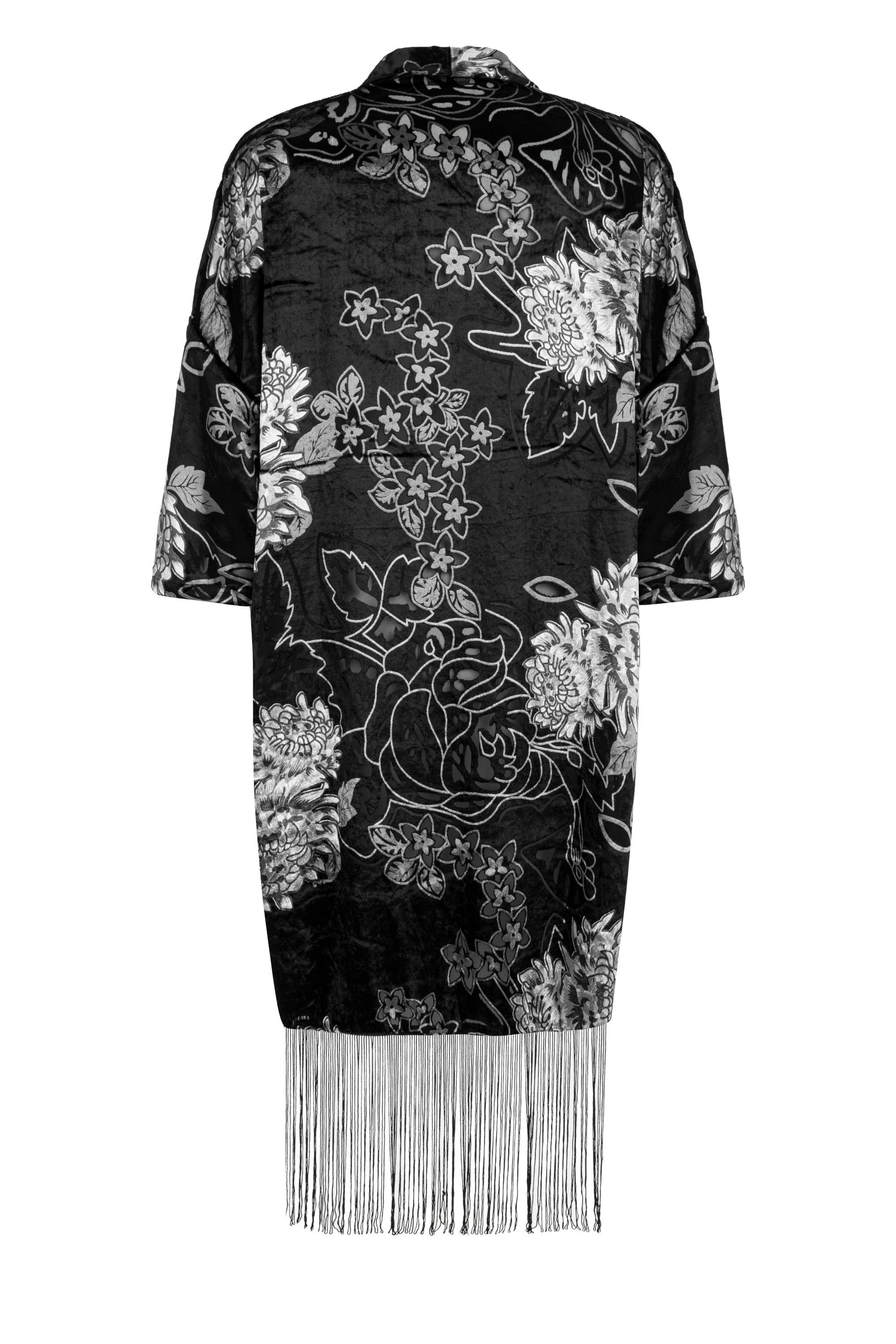 PÜSKÜL DETAYLI KADİFE DOKULU KAFTAN