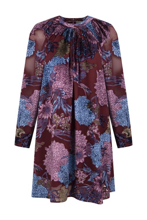  ÇİÇEK DESENLİ MİNİ KLOŞ ELBİSE