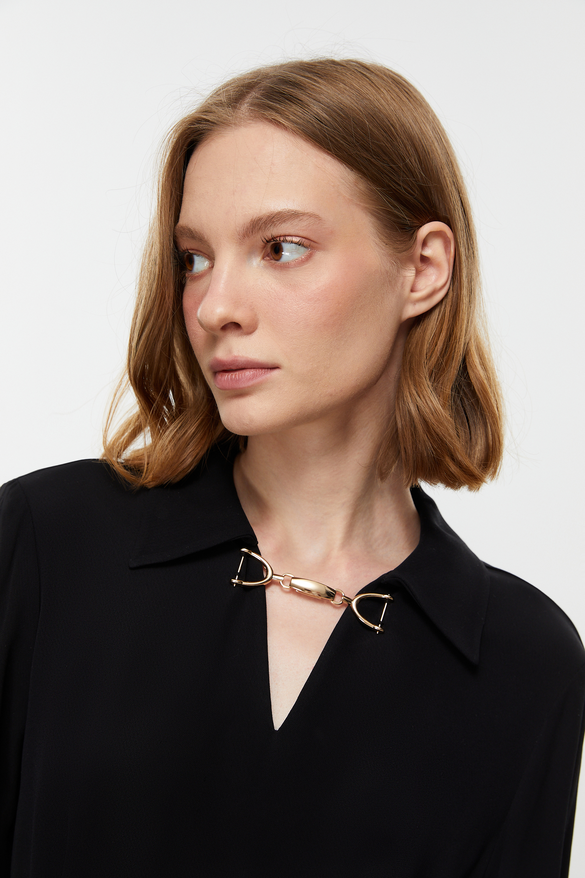 YAKA DETAYLI MİNİ GÖMLEK ELBİSE