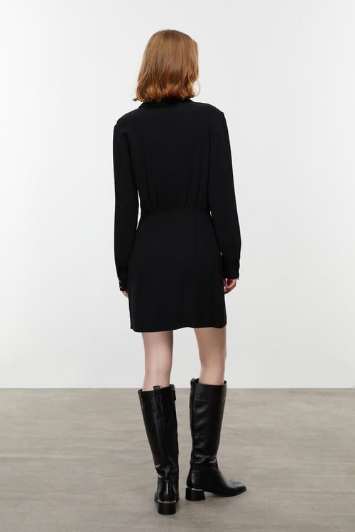  YAKA DETAYLI MİNİ GÖMLEK ELBİSE