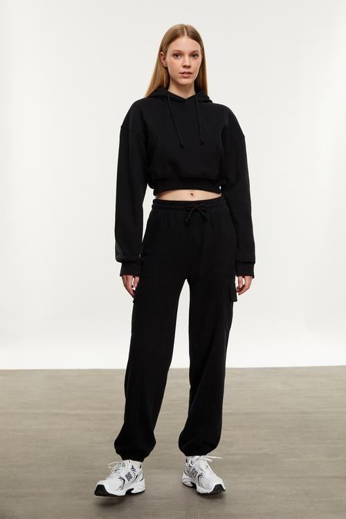 KAPÜŞONLU CROP SWEATSHIRT