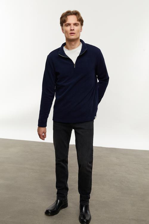  YARIM FERMUARLI DİK YAKA SWEATSHIRT
