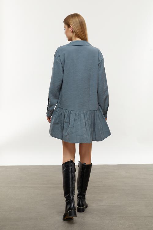  MODAL KARIŞIMLI MİNİ GÖMLEK ELBİSE