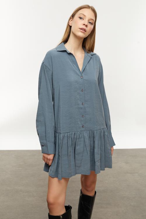  MODAL KARIŞIMLI MİNİ GÖMLEK ELBİSE