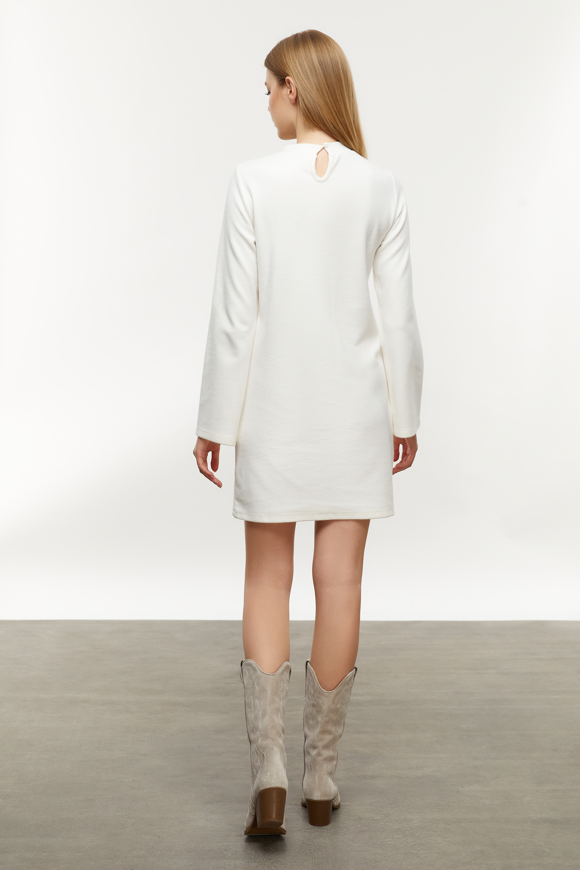 ÇAN KOLLU MİNİ ÖRME ELBİSE