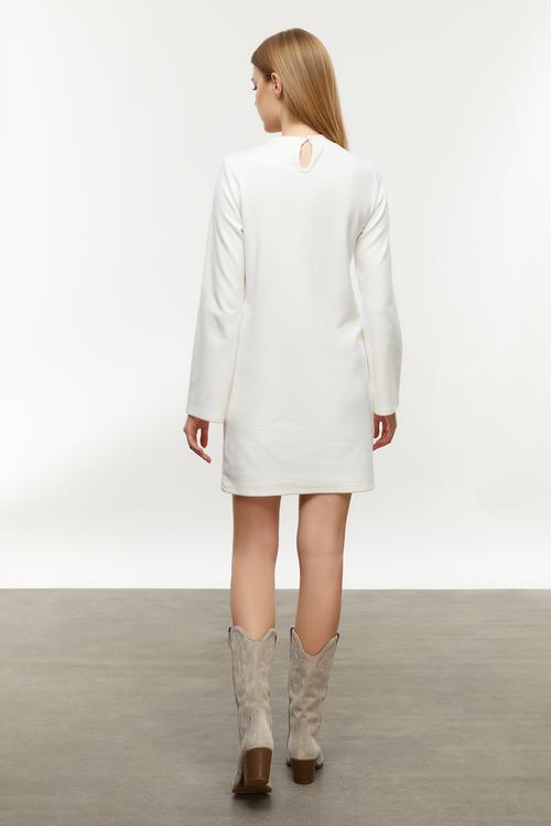  ÇAN KOLLU MİNİ ÖRME ELBİSE