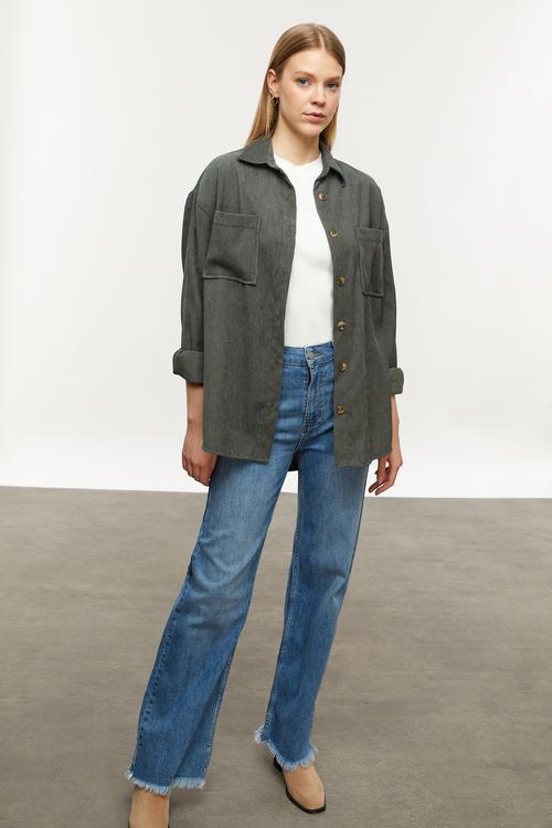  KADİFE DOKULU RAHAT KESİM GÖMLEK