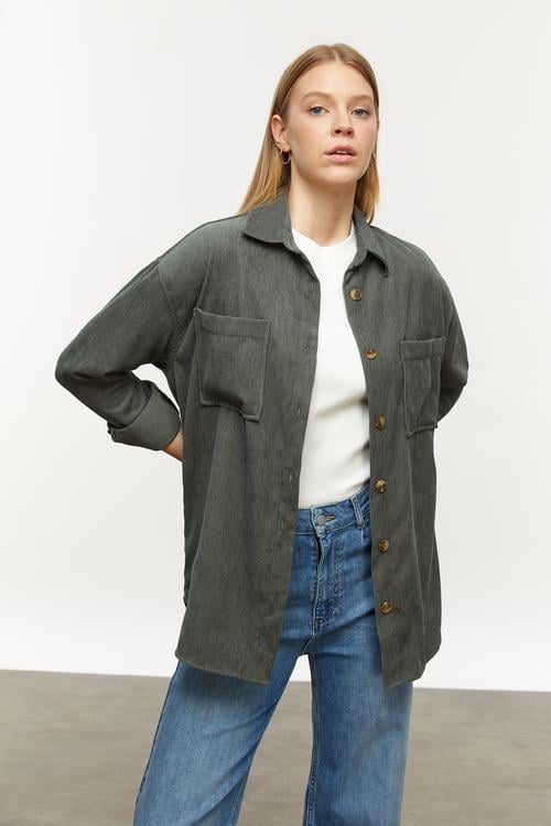  KADİFE DOKULU RAHAT KESİM GÖMLEK