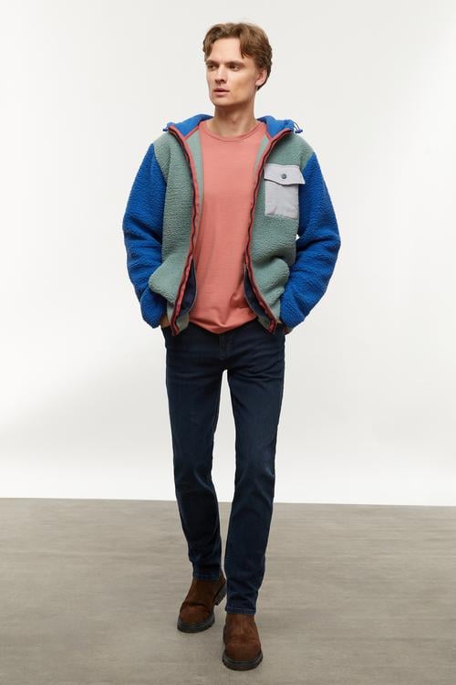  RENK BLOKLU FERMUARLI POLAR SWEATSHIRT