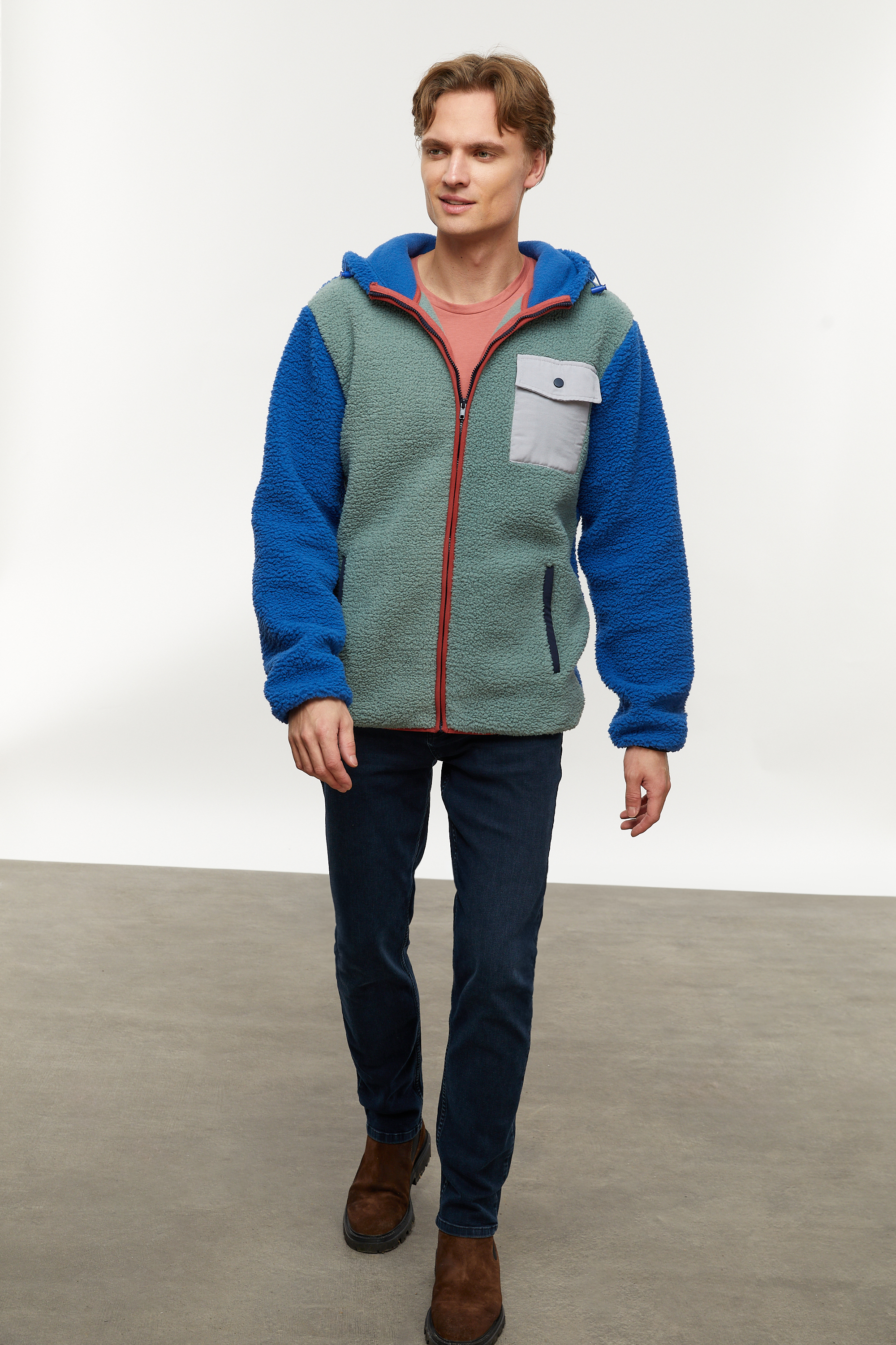 RENK BLOKLU FERMUARLI POLAR SWEATSHIRT