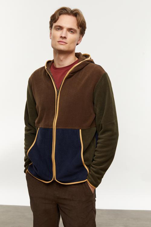  RENK BLOKLU KAPÜŞONLU POLAR SWEATSHIRT