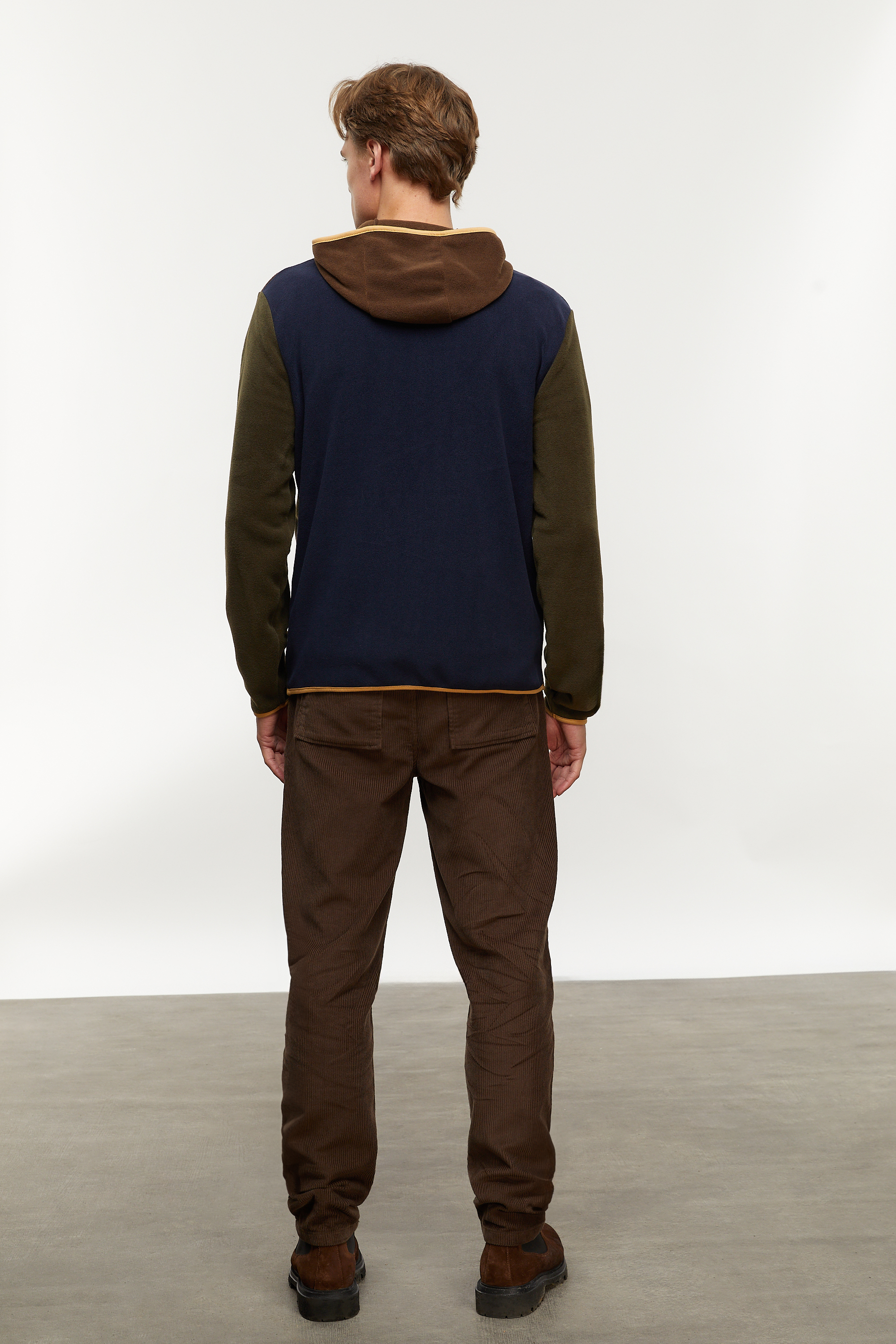 RENK BLOKLU KAPÜŞONLU POLAR SWEATSHIRT