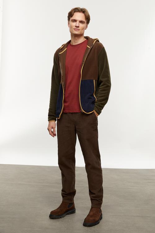  RENK BLOKLU KAPÜŞONLU POLAR SWEATSHIRT