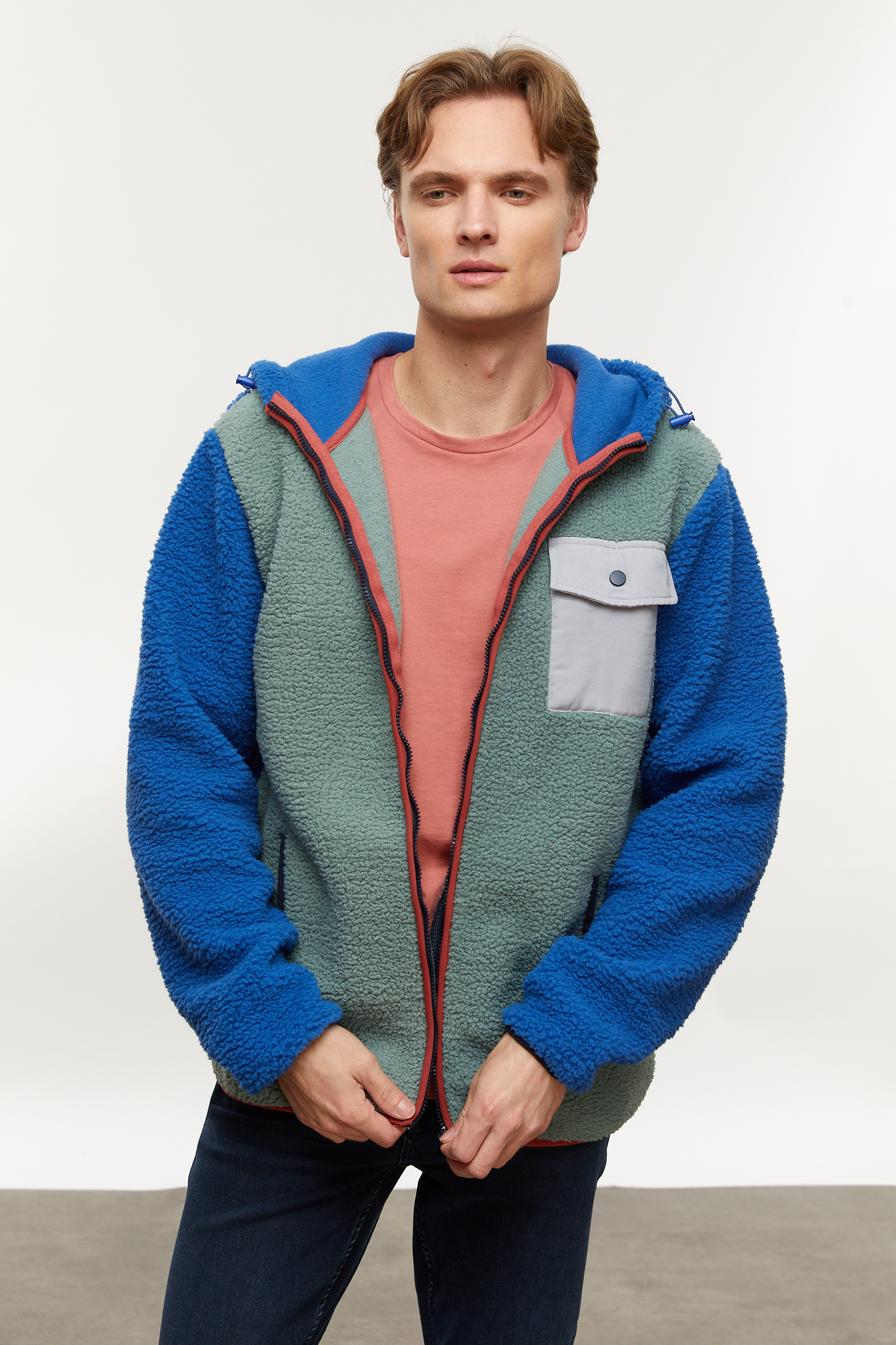 RENK BLOKLU FERMUARLI POLAR SWEATSHIRT