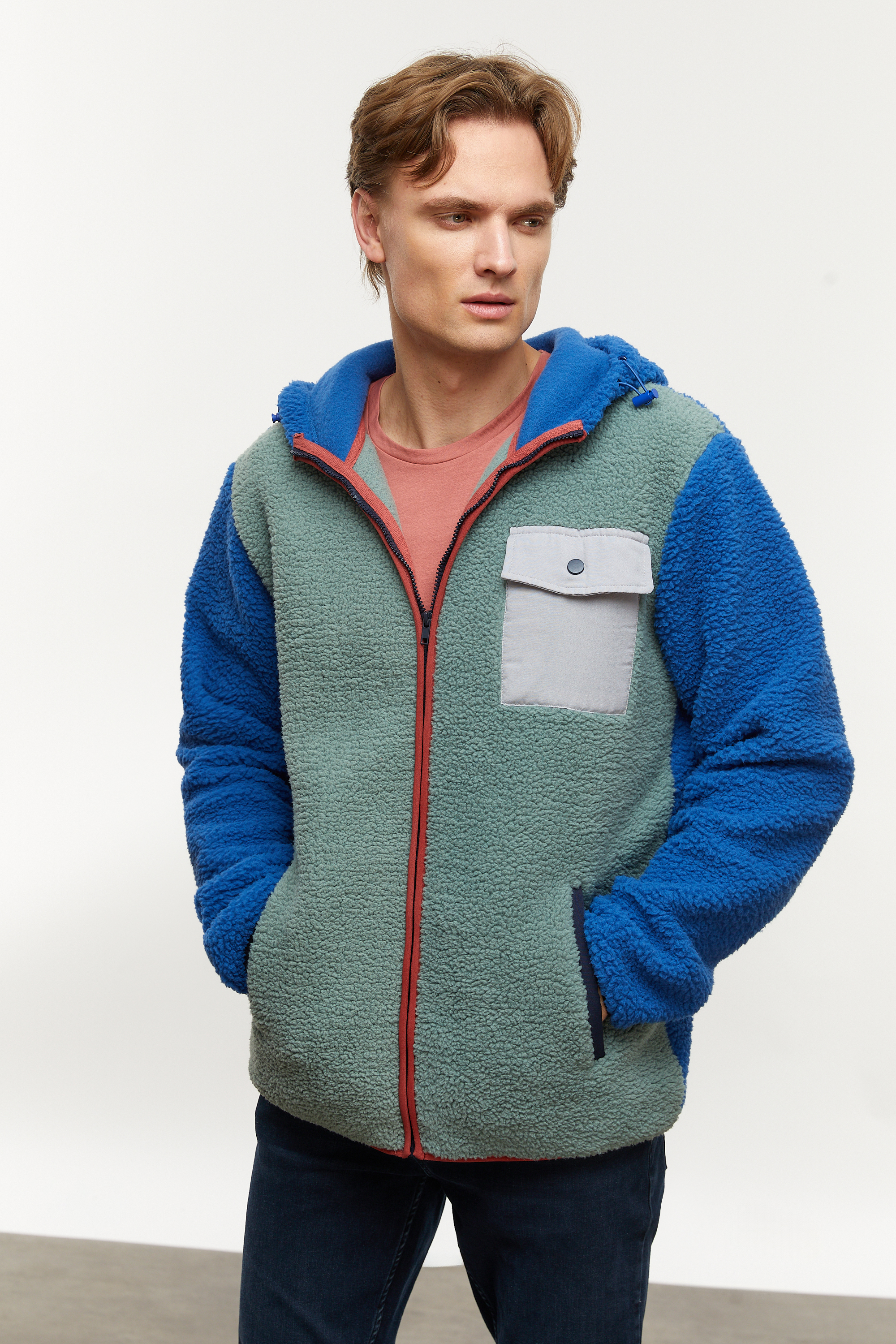 RENK BLOKLU FERMUARLI POLAR SWEATSHIRT