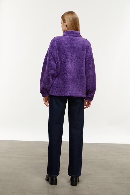  DİK YAKA PELÜŞ SWEATSHIRT