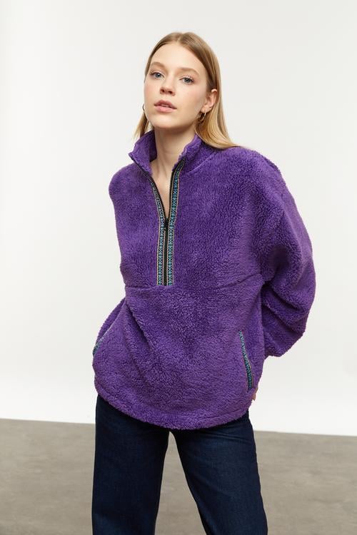  DİK YAKA PELÜŞ SWEATSHIRT