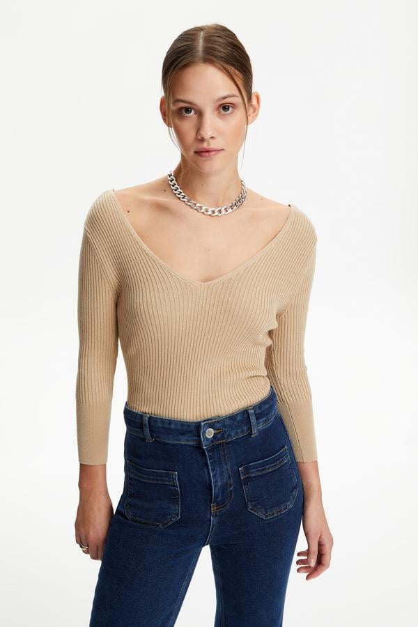 FİTİLLİ V YAKA TRİKO KAZAK