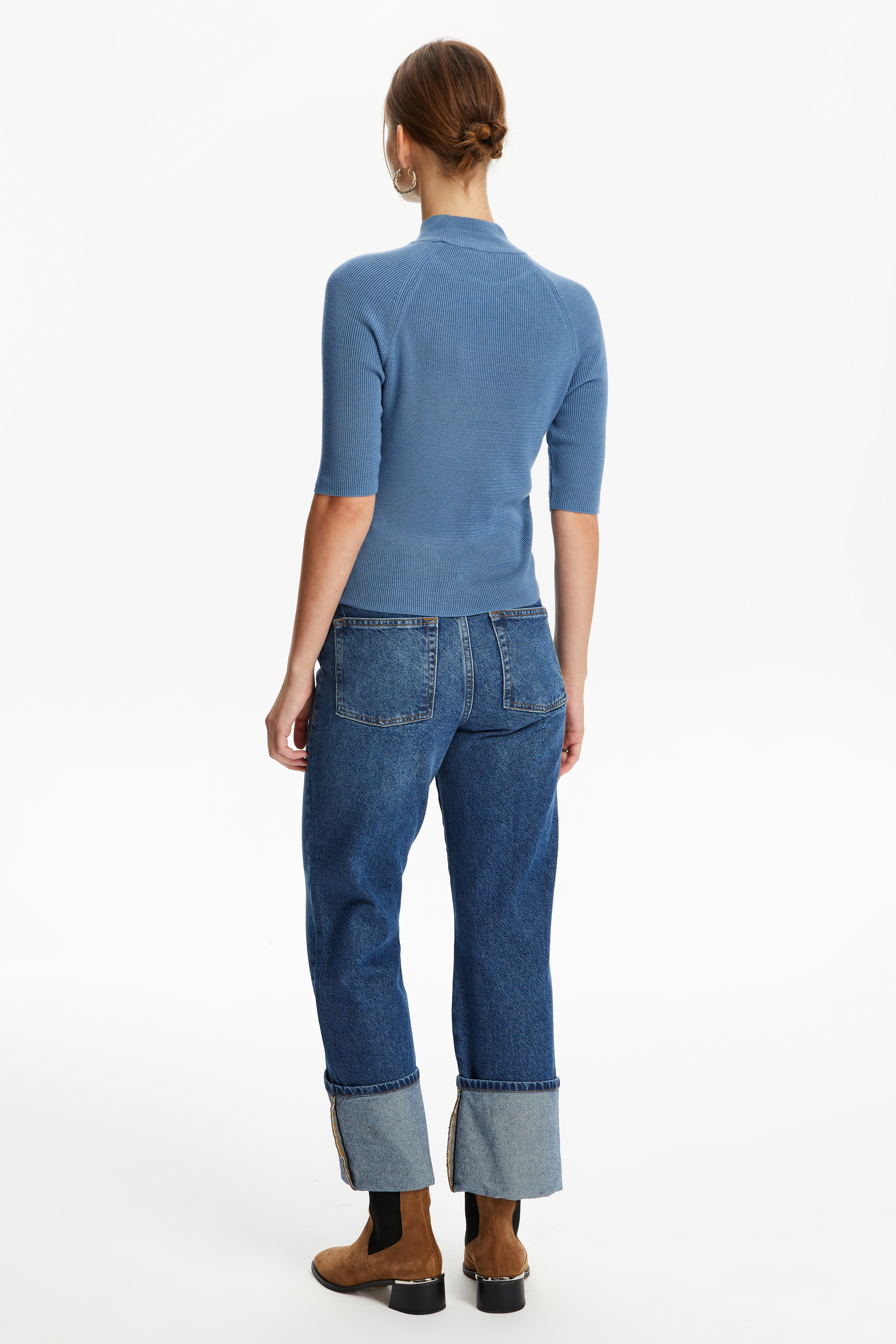 FİTİLLİ DİK YAKA TRİKO KAZAK