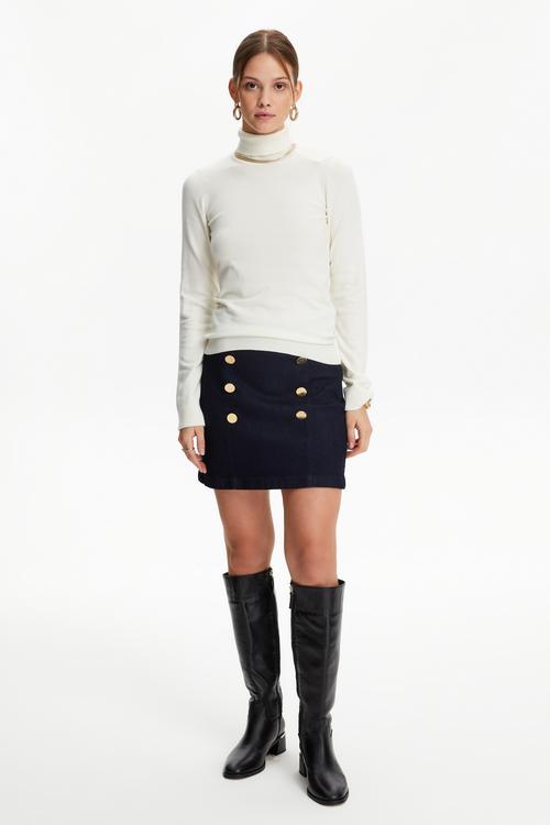  DÜĞMELİ MİNİ JEAN ETEK