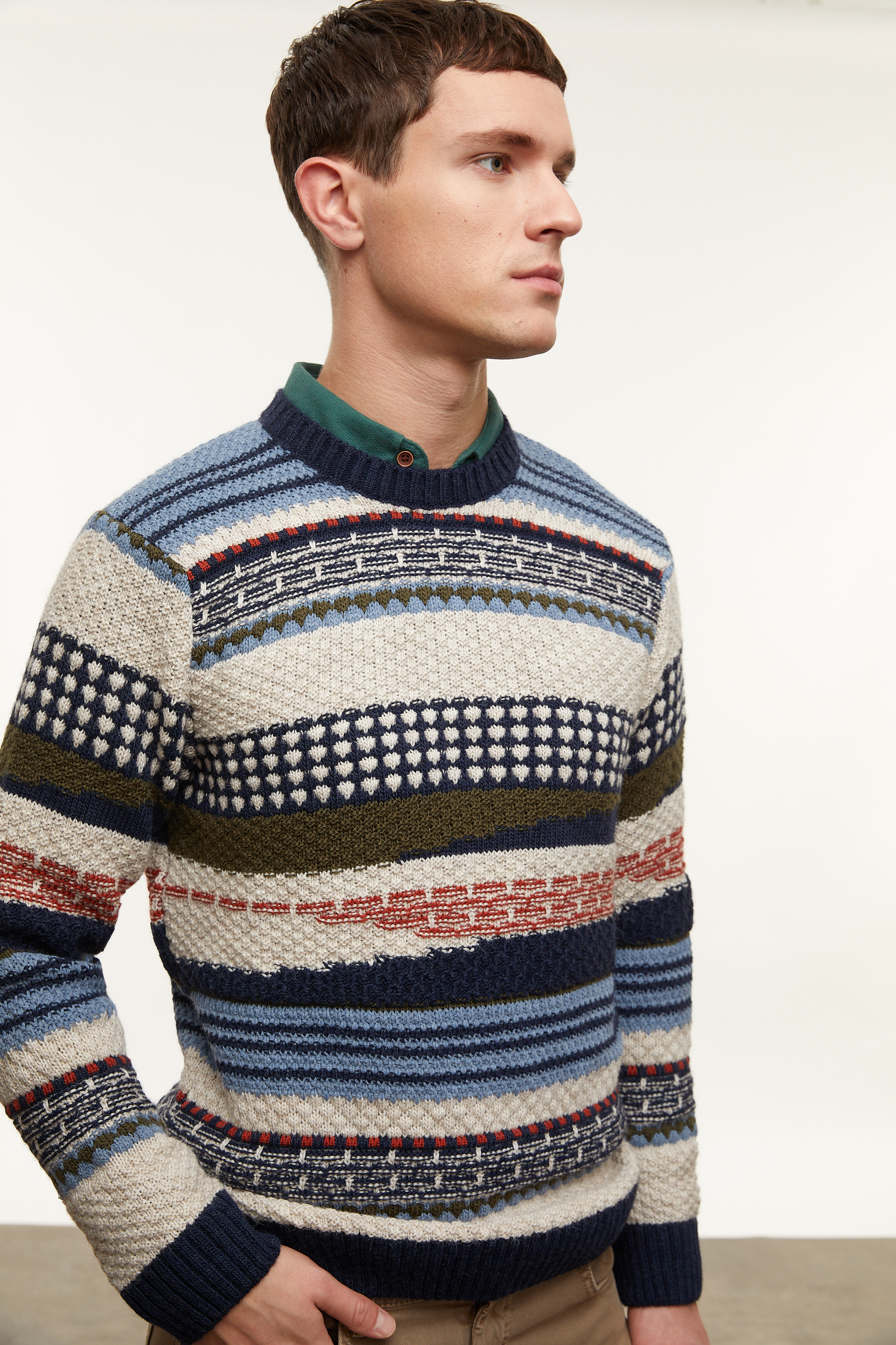 ÇİZGİLİ BİSİKLET YAKA TRİKO KAZAK