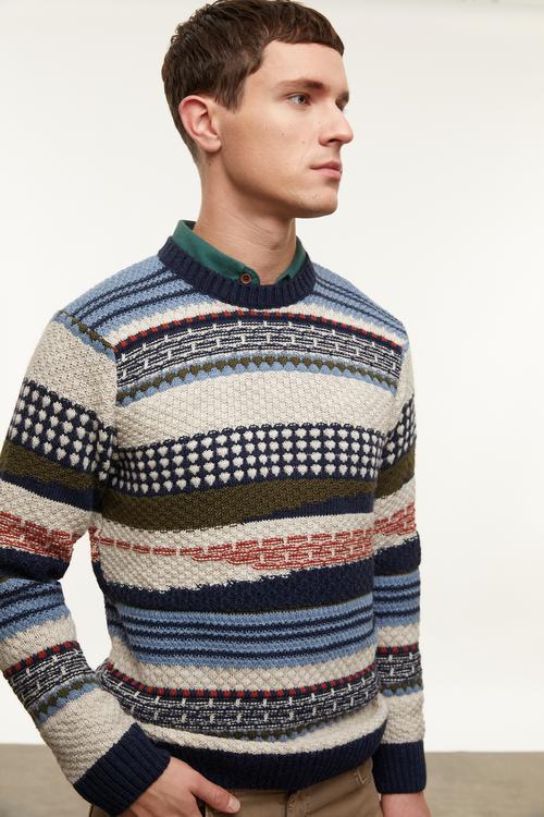  ÇİZGİLİ BİSİKLET YAKA TRİKO KAZAK