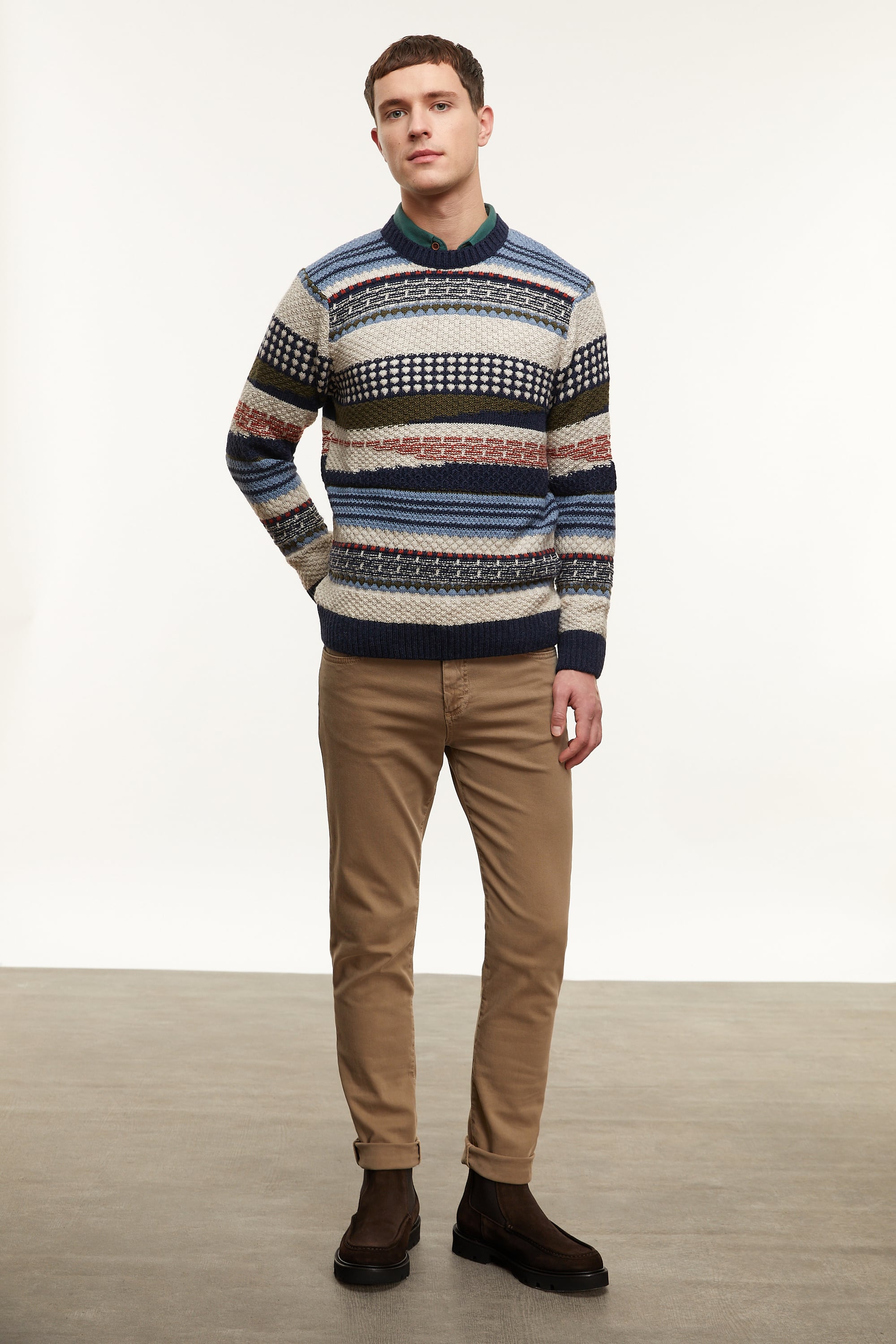 ÇİZGİLİ BİSİKLET YAKA TRİKO KAZAK