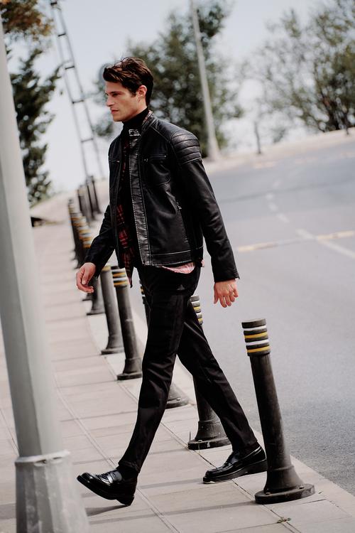  DERİ GÖRÜNÜMLÜ CEKET