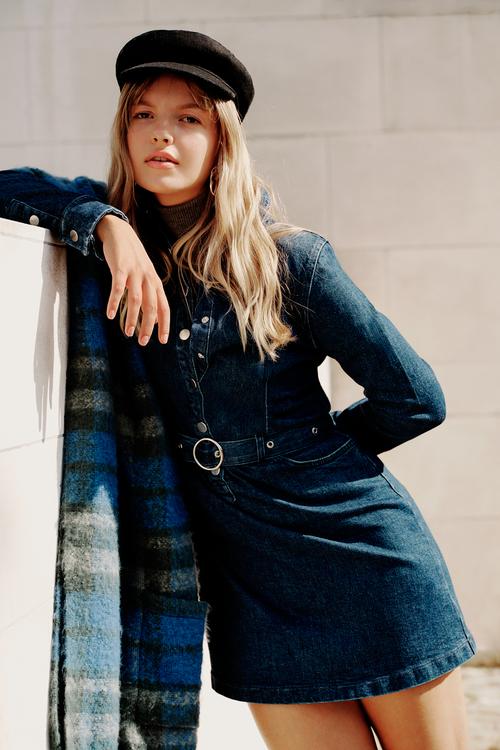  JEAN MİNİ GÖMLEK ELBİSE