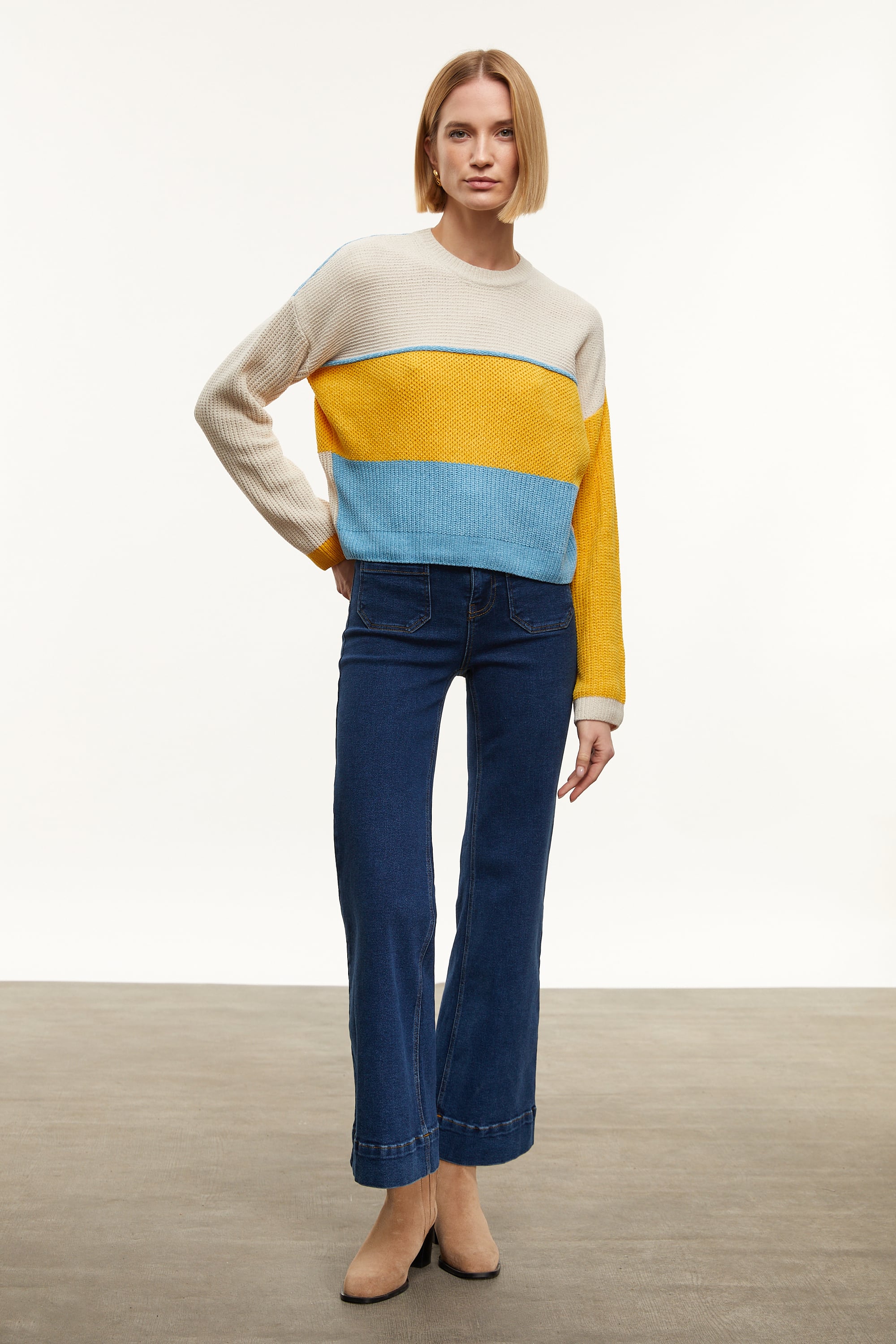 RENK BLOKLU TRİKO KAZAK