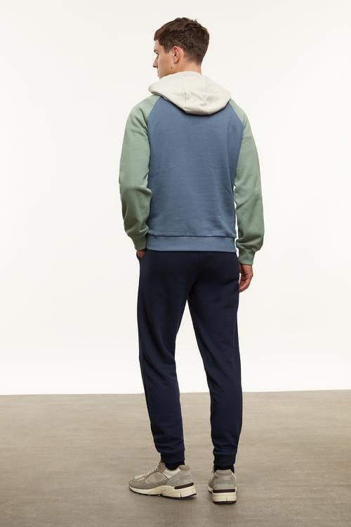  RENK BLOKLU KAPÜŞONLU SWEATSHIRT