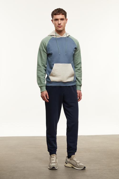  RENK BLOKLU KAPÜŞONLU SWEATSHIRT