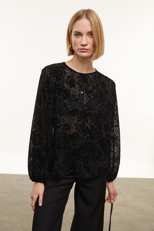  ÇİÇEKLİ TRANSPARAN GÖMLEK