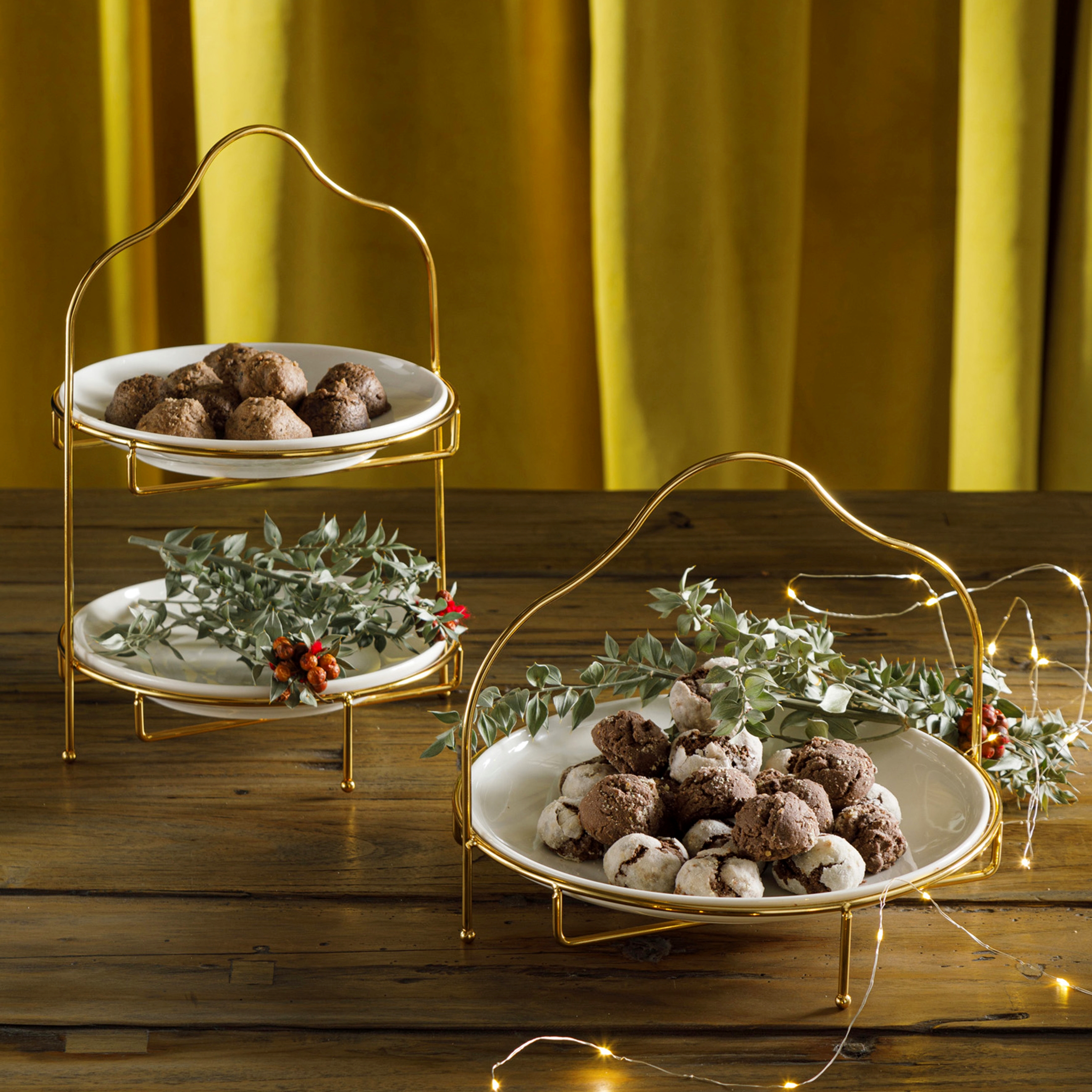 GURME İKİ KATLI SUNUM 22CM - GOLD