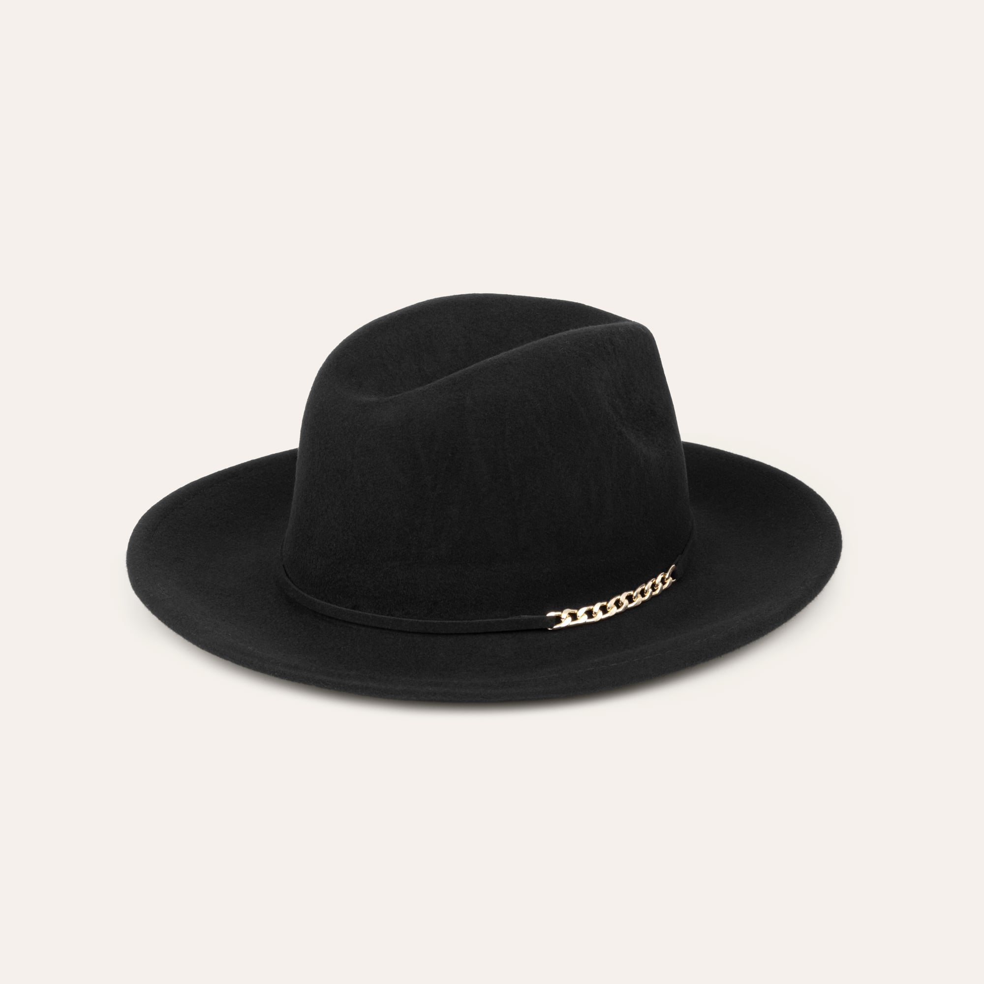 ZİNCİR DETAYLI FÖTR YÜN ŞAPKA