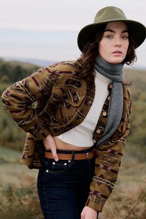  ETNİK DESENLİ RAHAT KESİM GÖMLEK