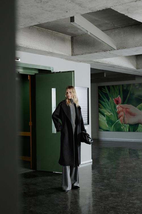  YÜN KARIŞIMLI KUŞAKLI KAŞE PALTO